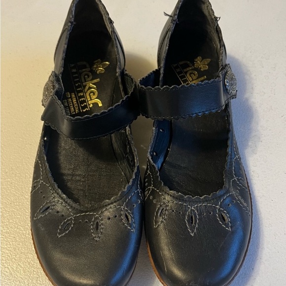 Rieker Mary Jane black leather comfort shoes size 38 7 - Picture 1 of 7